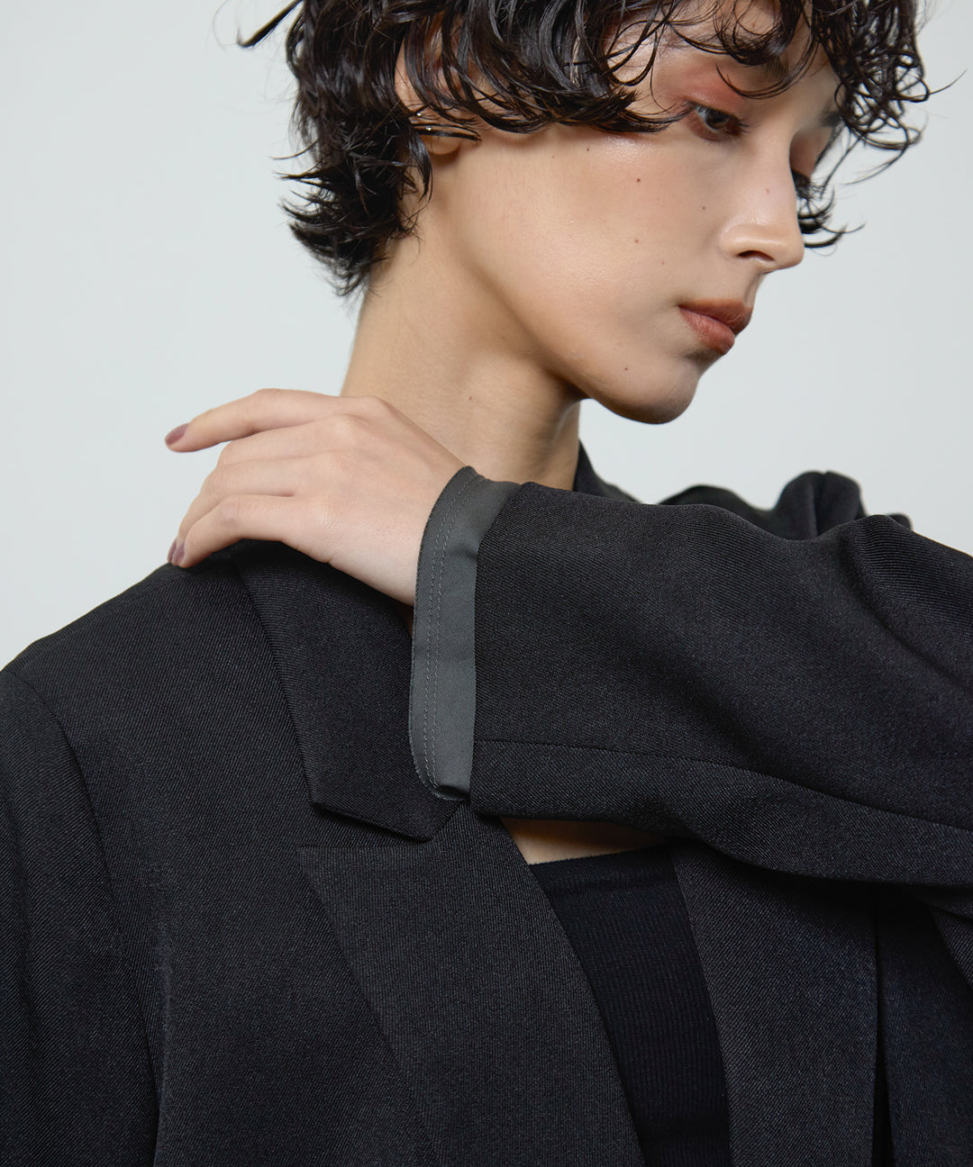 [2SET]Twill Double Jacket + Twill Tuck Belt Slacks