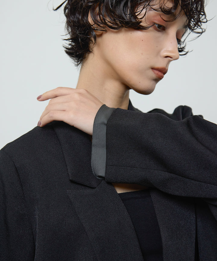 [2SET]Twill Double Jacket + Twill Tuck Belt Slacks