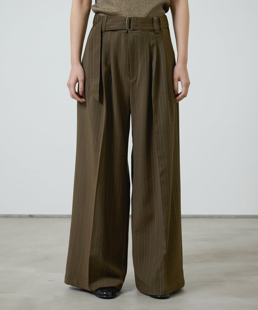 (eliuu)Twill Tuck Belt Slacks