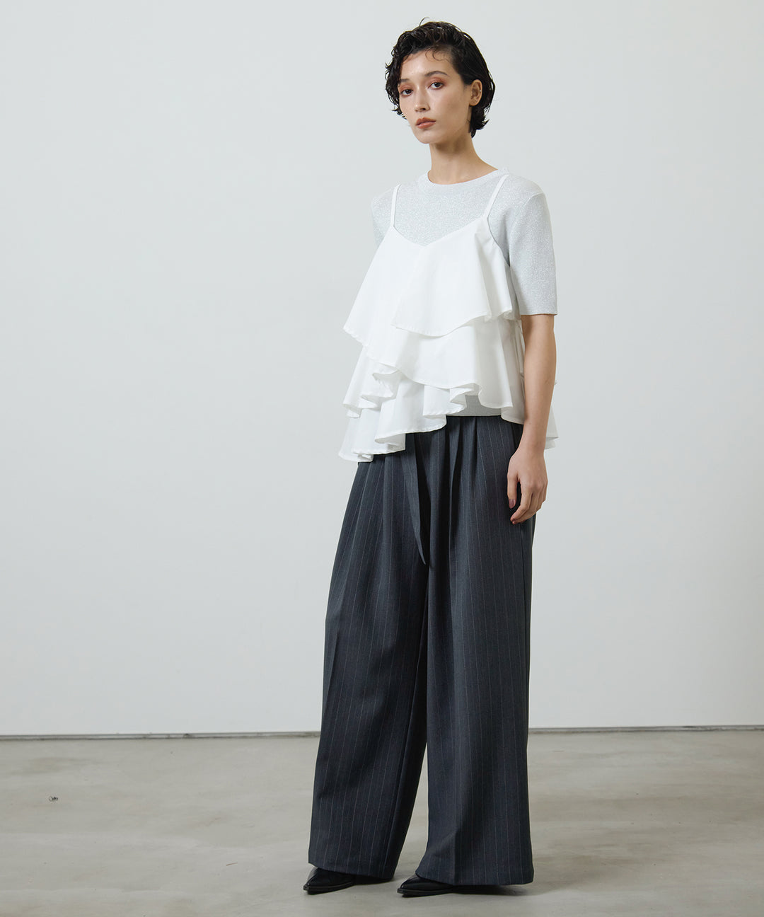 (eliuu)Twill Tuck Belt Slacks