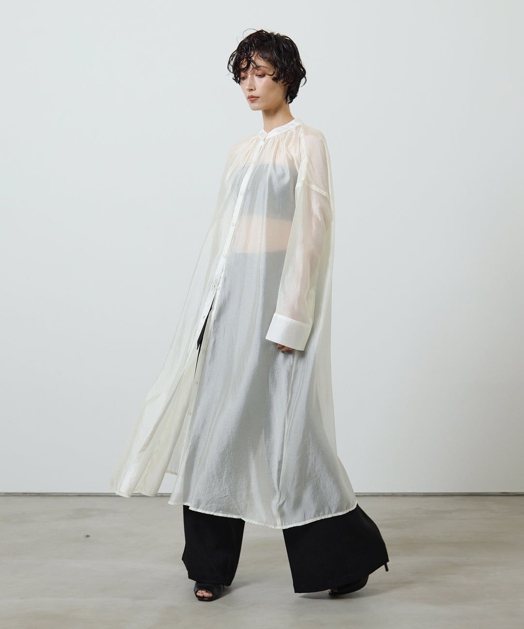 (eliuu)Sheer Gloss Shirt Onepiece