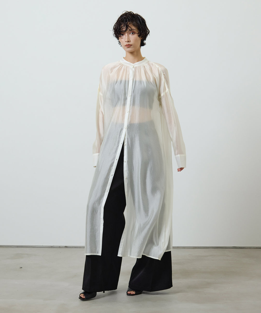 (eliuu)Sheer Gloss Shirt Onepiece
