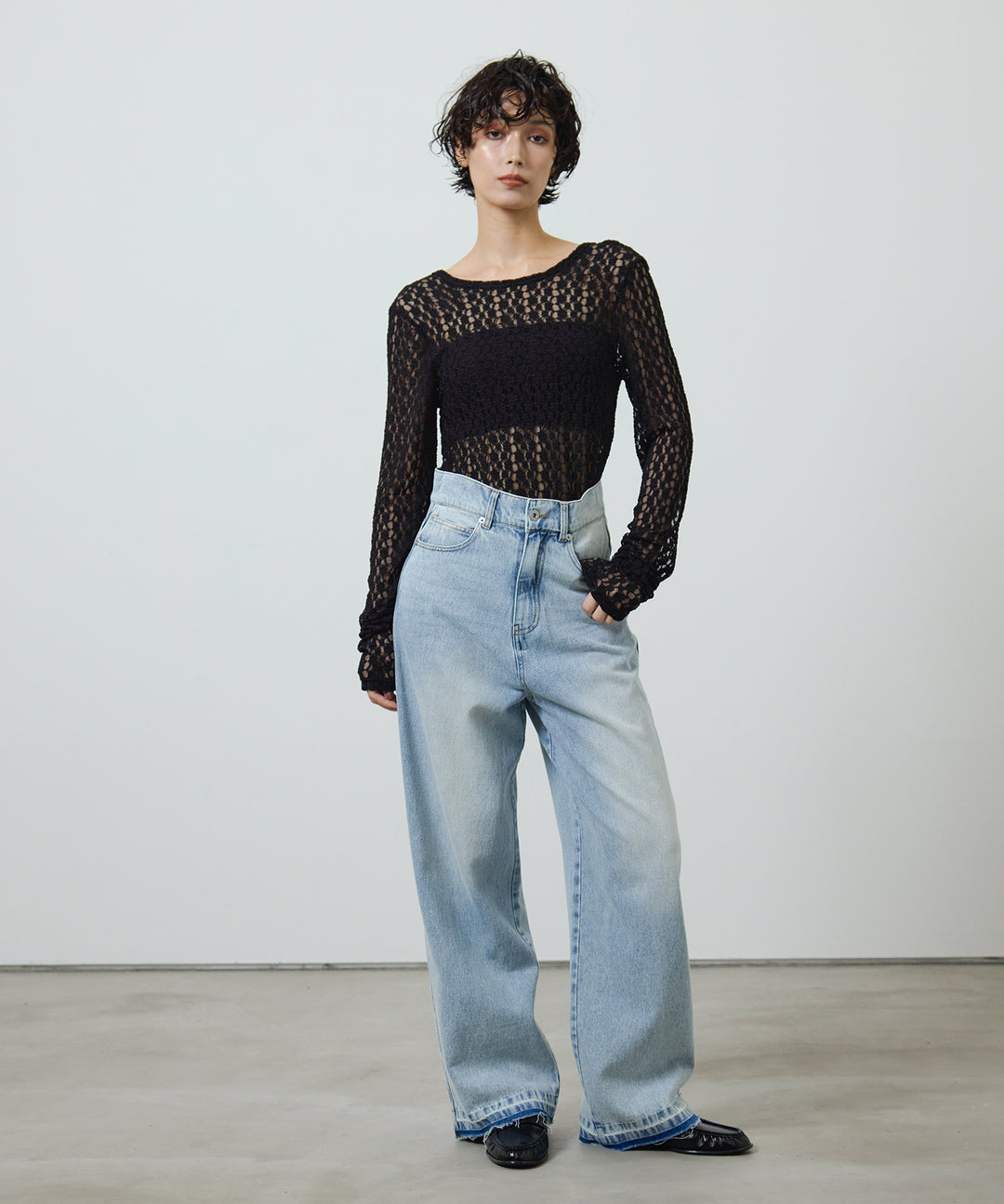 (eliuu)Bumpy Lace Long Tee
