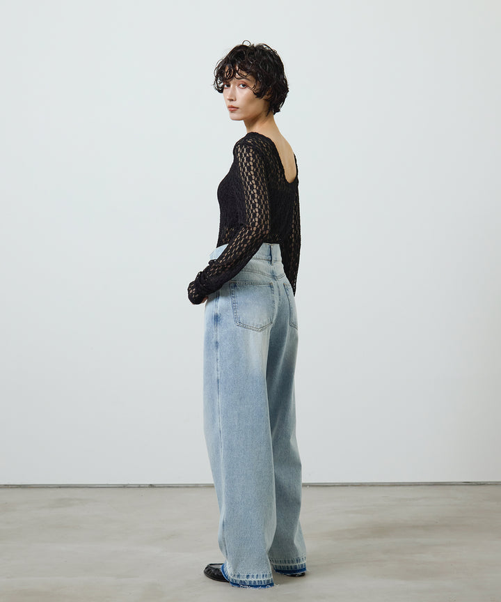 (eliuu)Bumpy Lace Long Tee