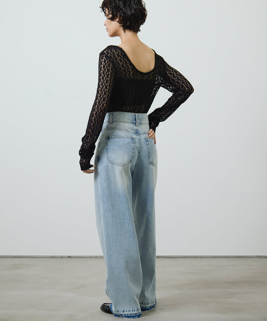 (eliuu)Bumpy Lace Long Tee