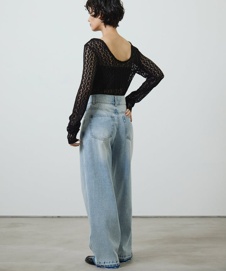 (eliuu)Bumpy Lace Long Tee