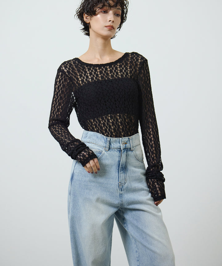 (eliuu)Bumpy Lace Long Tee