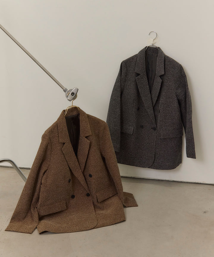 [SET]Slub Color Tweed JK+Shirring Cut Long Tee+Easy Cut Pants