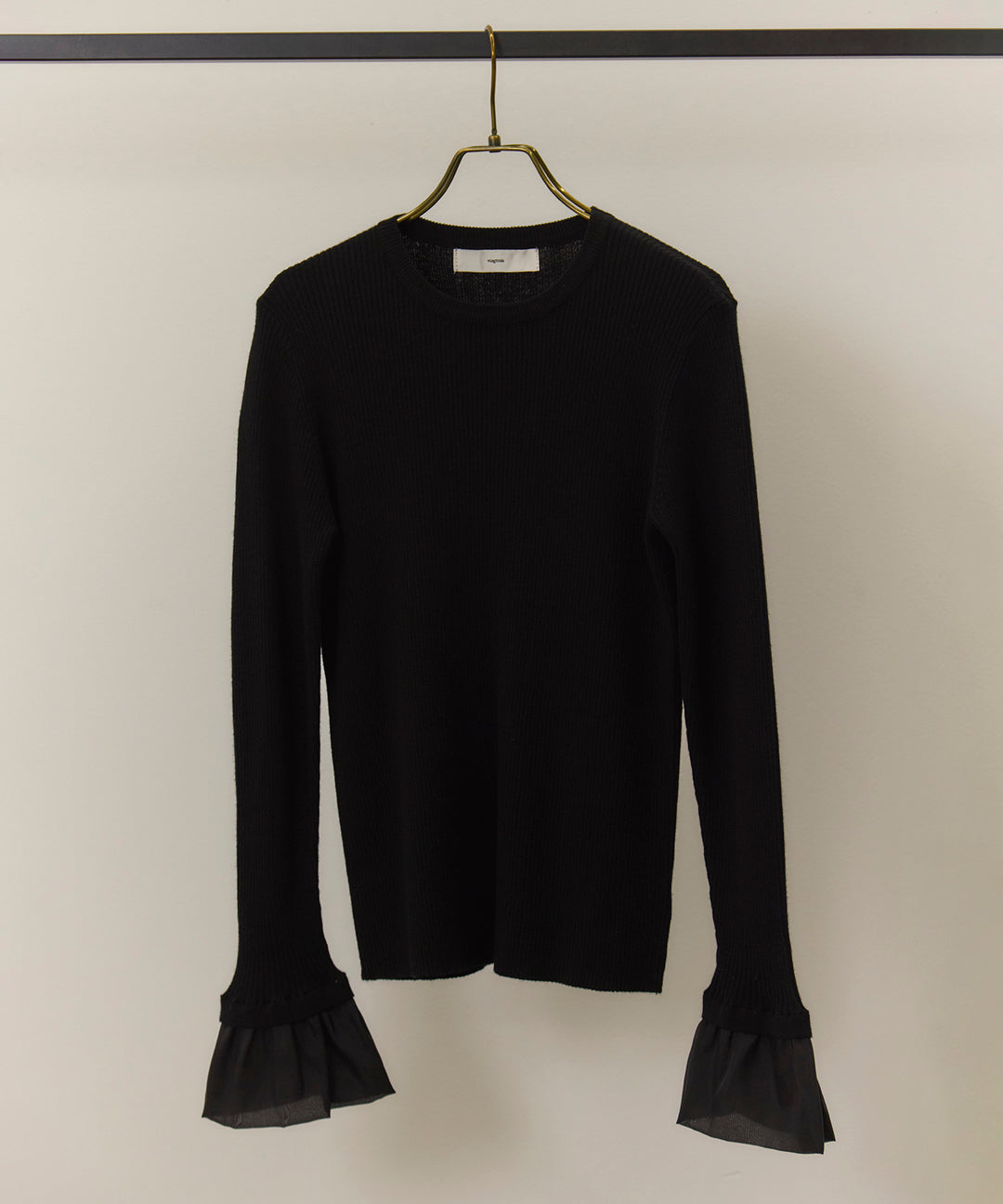 (eliuu)Ruffle Cuffs Soft Knit Top