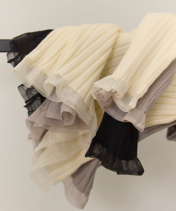 (eliuu)Sheer Mix Soft Knit Top