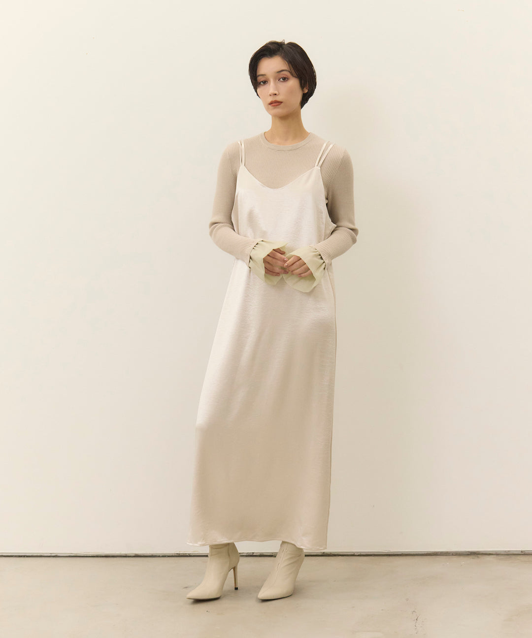(eliuu)Ruffle Cuffs Soft Knit Top