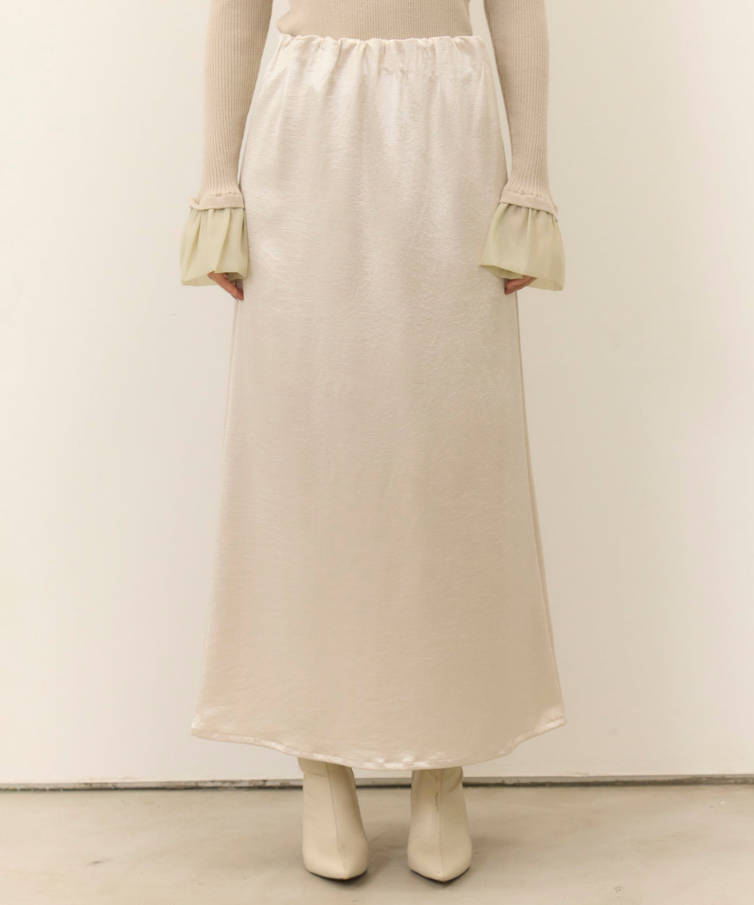 [SET]Corduroy Wide Shirt JK+Satin Simple Skirt