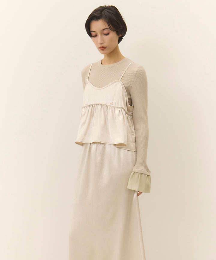 [2SET]Satin Double C/A Busrier + Satin Simple Skirt