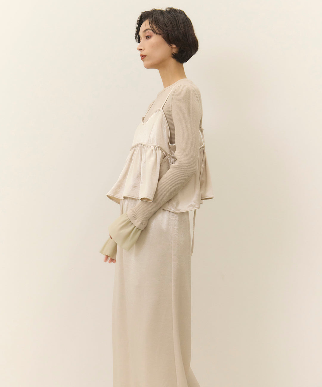 (eliuu)Satin Simple Skirt