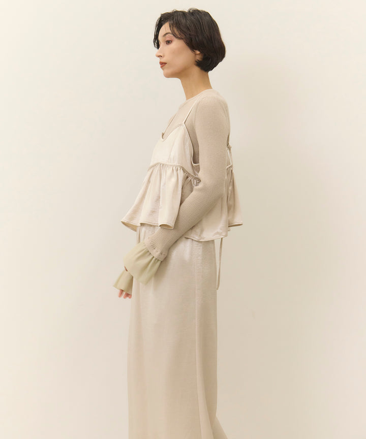 [2SET]Satin Double C/A Busrier + Satin Simple Skirt