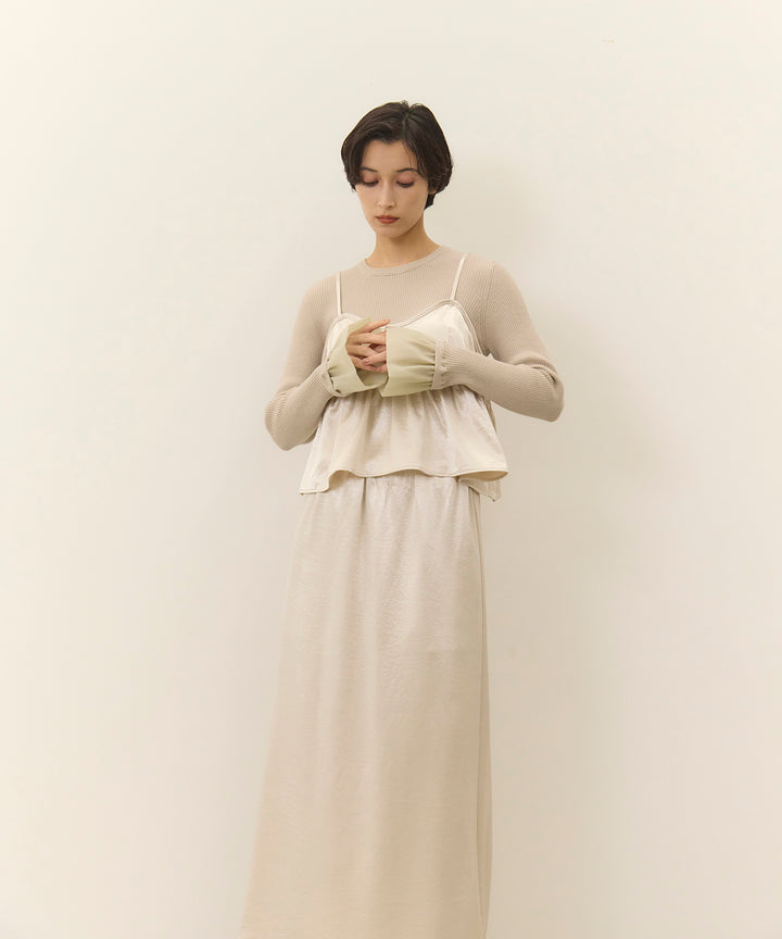 (eliuu)Satin Simple Skirt