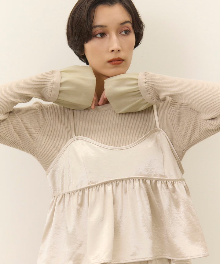 [2SET]Satin Double C/A Busrier + Satin Simple Skirt