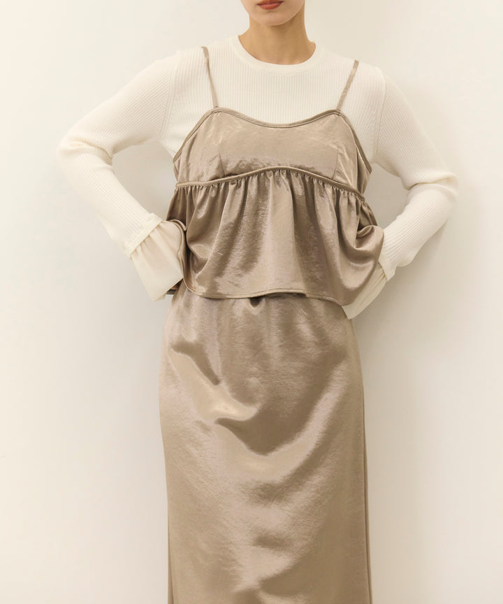 [2SET]Satin Double C/A Busrier + Satin Simple Skirt