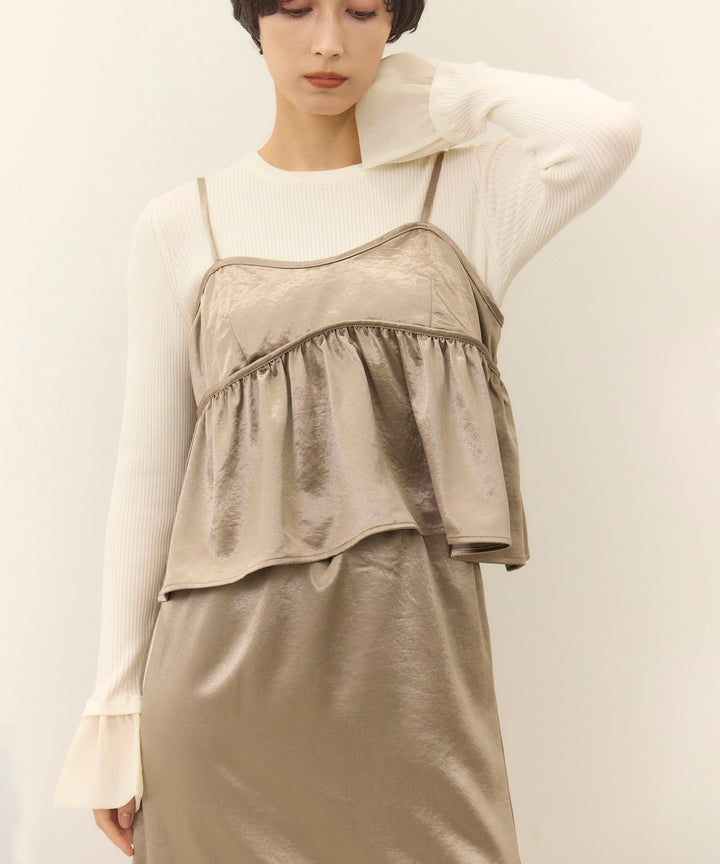 (eliuu)Ruffle Cuffs Soft Knit Top