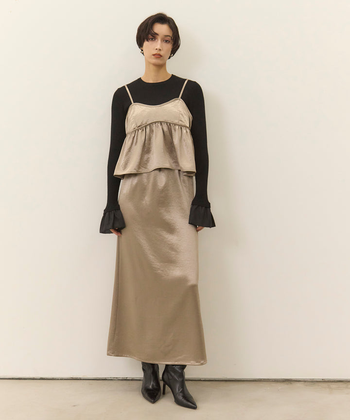 [2SET]Satin Double C/A Busrier + Satin Simple Skirt