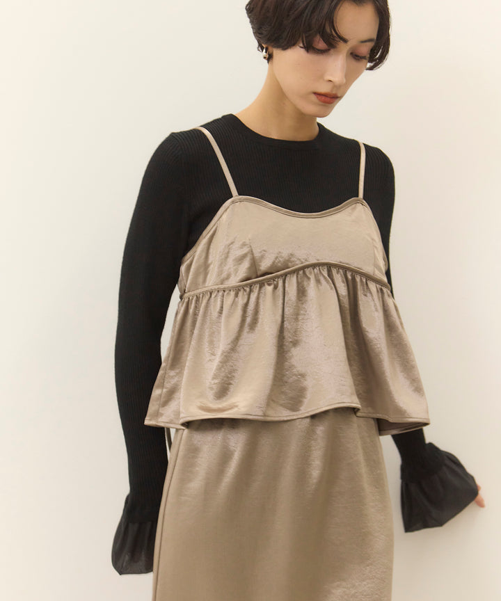 [2SET]Satin Double C/A Busrier + Satin Simple Skirt