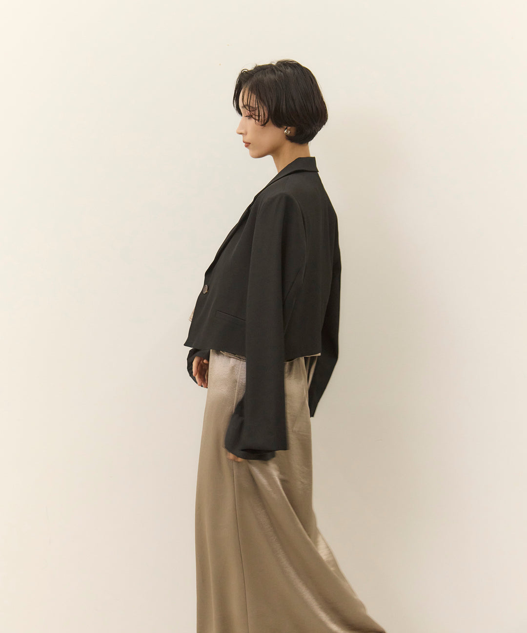 [2SET]Satin Double C/A Busrier + Satin Simple Skirt