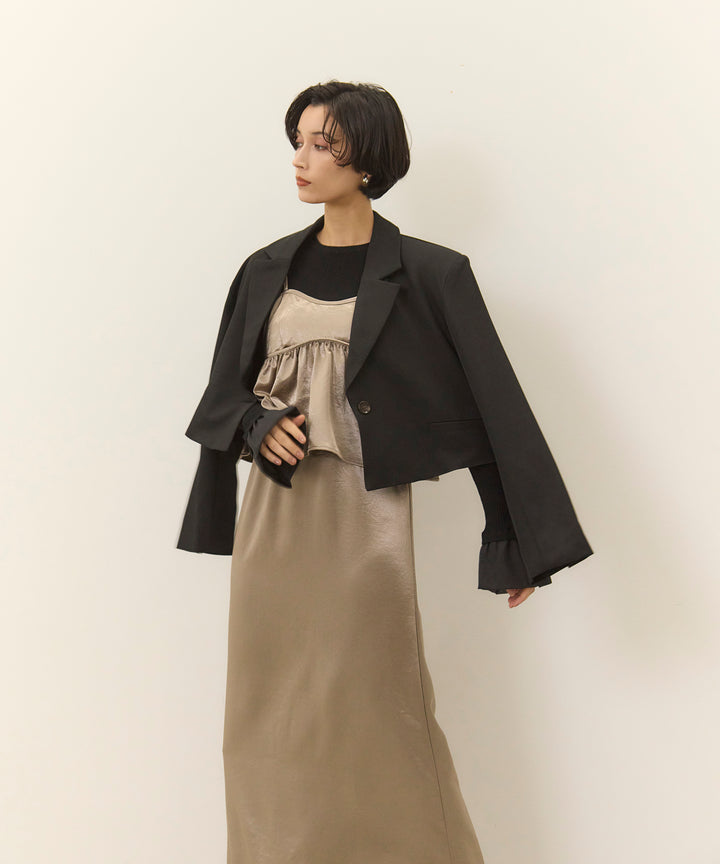 [2SET]Satin Double C/A Busrier + Satin Simple Skirt