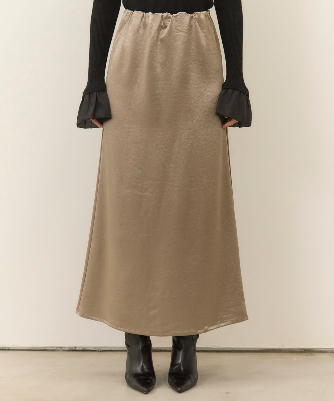 (eliuu)Satin Simple Skirt