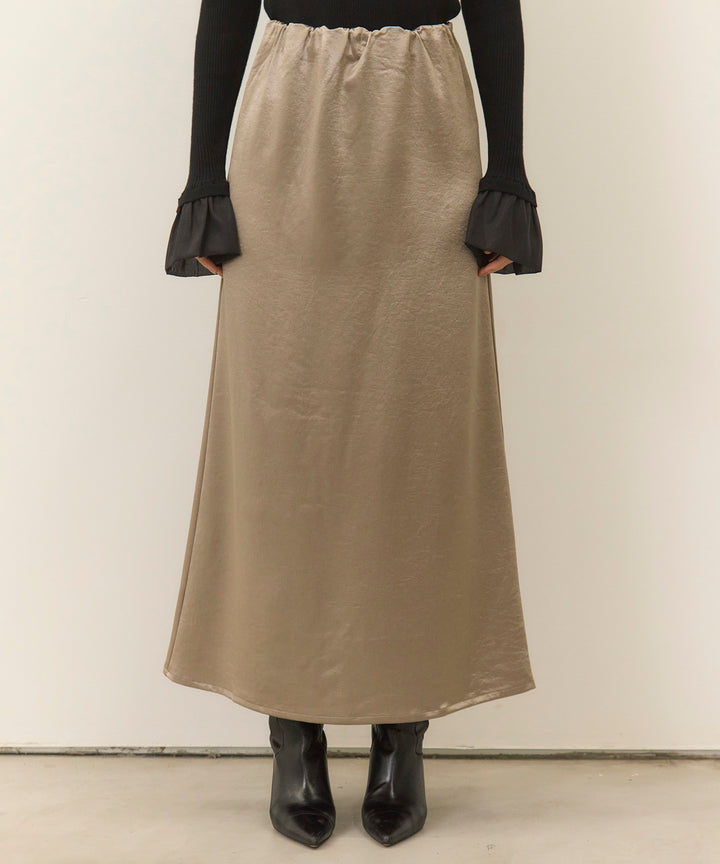 [SET]Corduroy Wide Shirt JK+Satin Simple Skirt