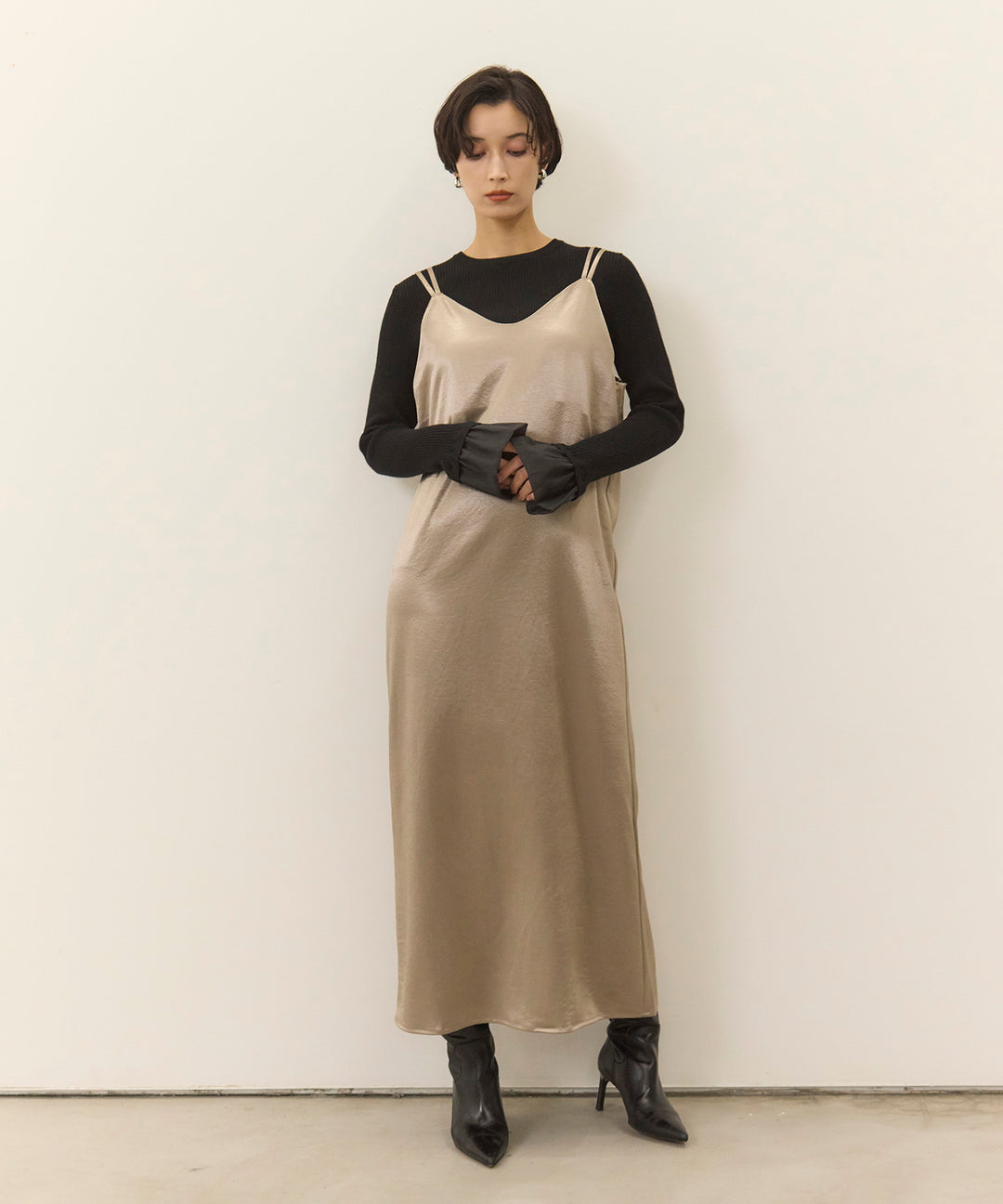 (eliuu)Ruffle Cuffs Soft Knit Top