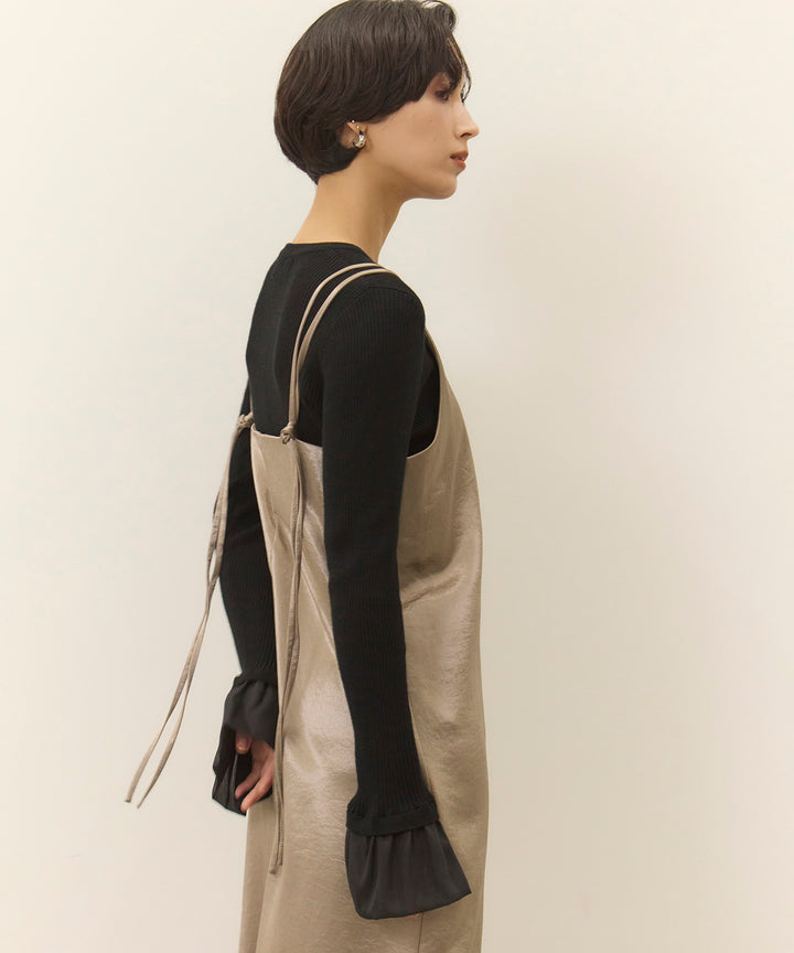 (eliuu)Ruffle Cuffs Soft Knit Top