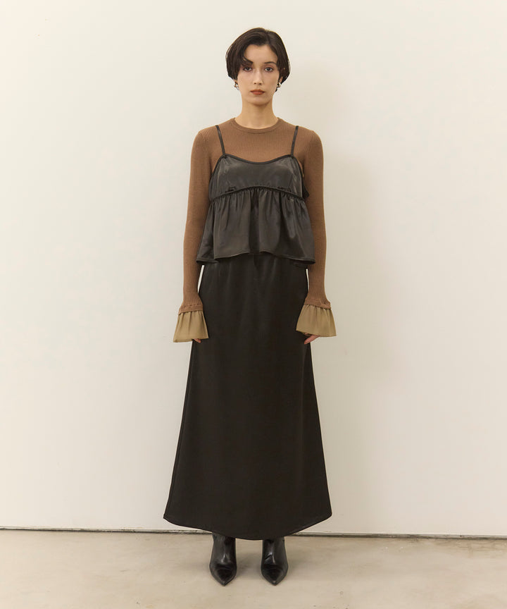 (eliuu)Satin Simple Skirt