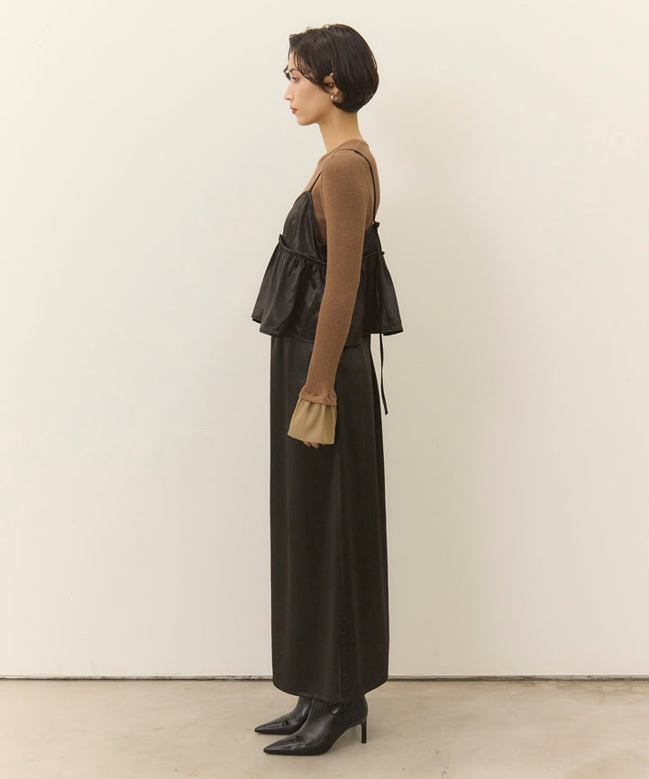 [2SET]Satin Double C/A Busrier + Satin Simple Skirt