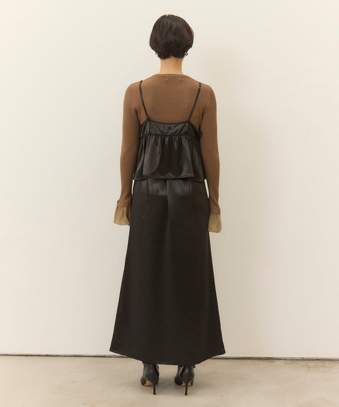 [2SET]Satin Double C/A Busrier + Satin Simple Skirt