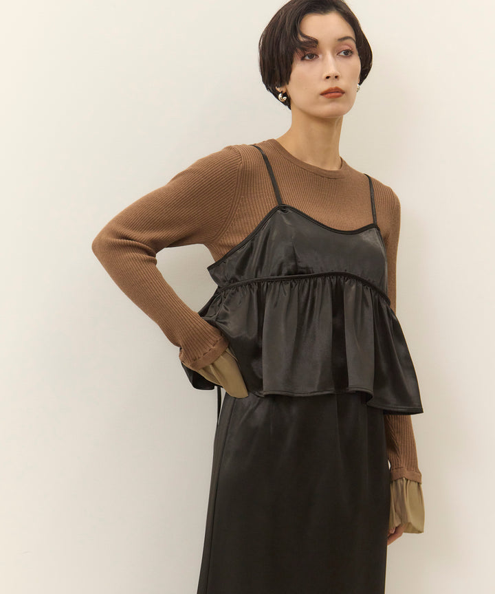 [2SET]Satin Double C/A Busrier + Satin Simple Skirt