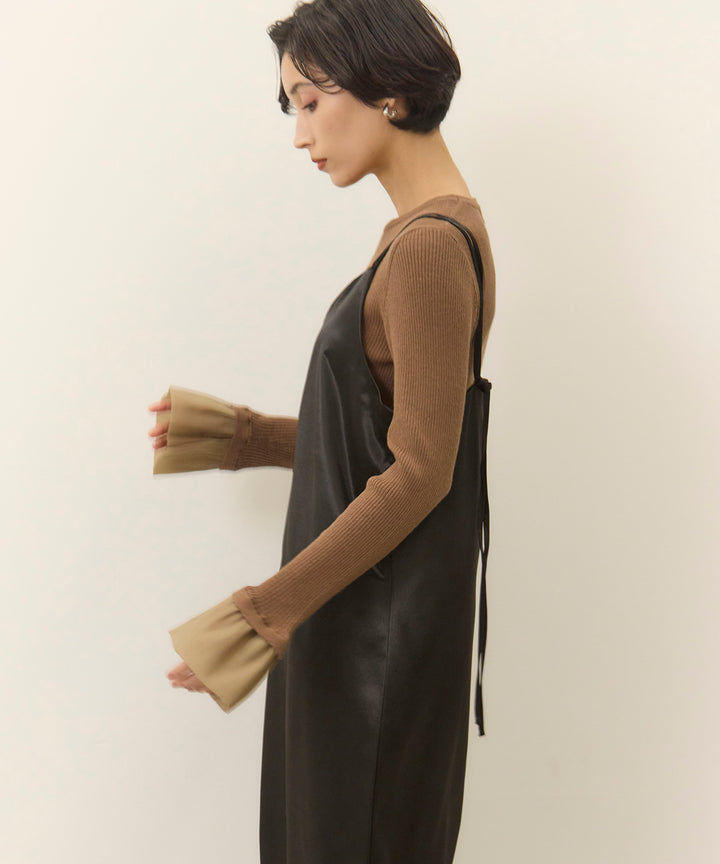 (eliuu)Ruffle Cuffs Soft Knit Top