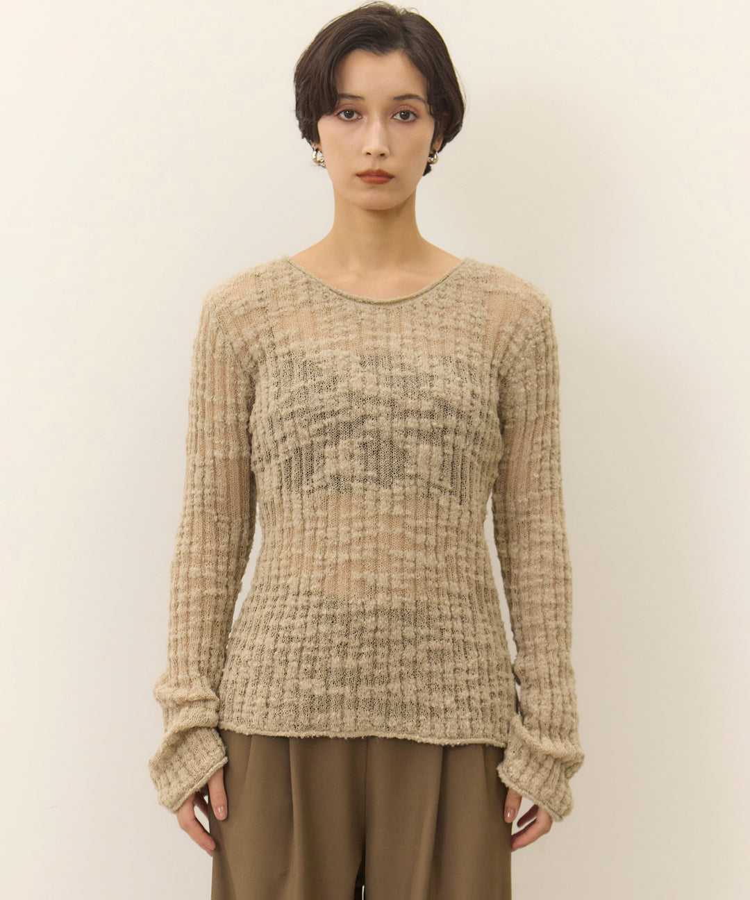 (eliuu)Slub Yarn Knit Top