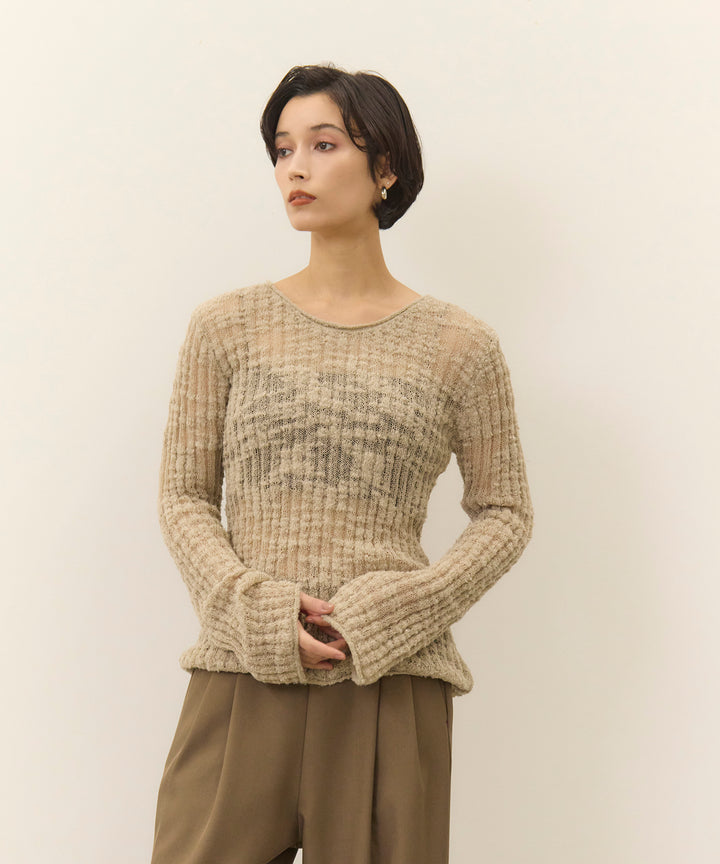 (eliuu)Slub Yarn Knit Top