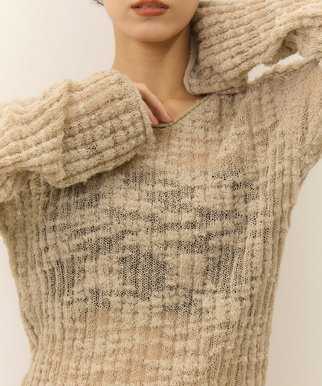 (eliuu)Slub Yarn Knit Top