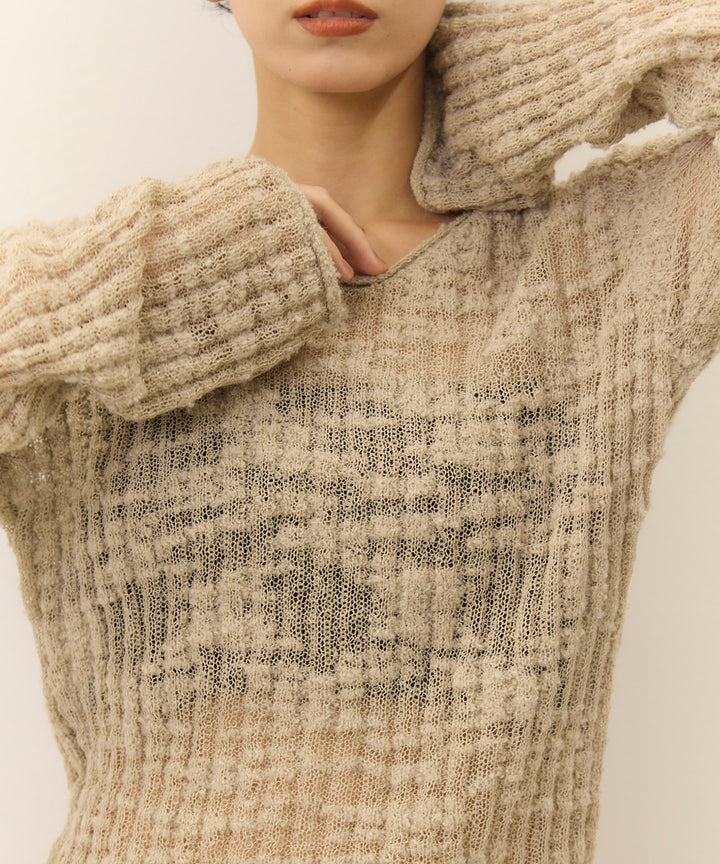 (eliuu)Slub Yarn Knit Top
