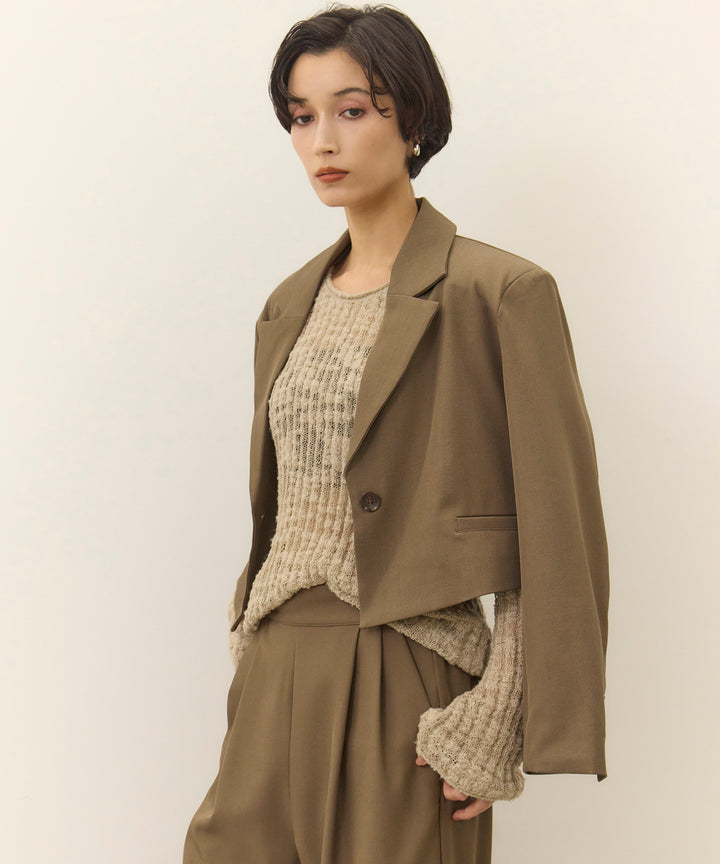 (eliuu)Twill Cropped Tailored JK