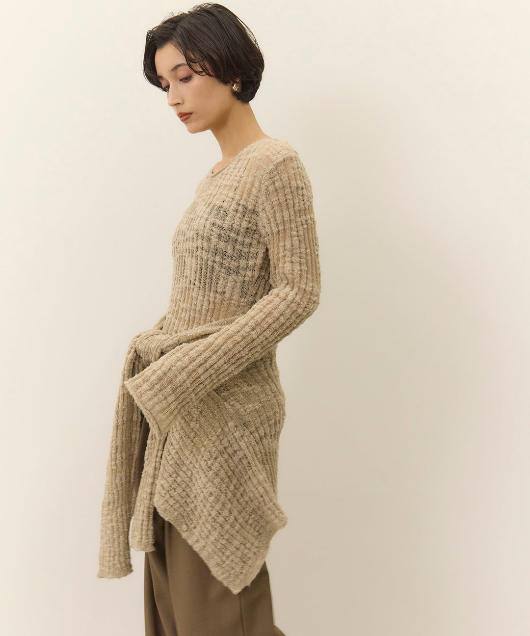(eliuu)Slub Yarn Knit Top