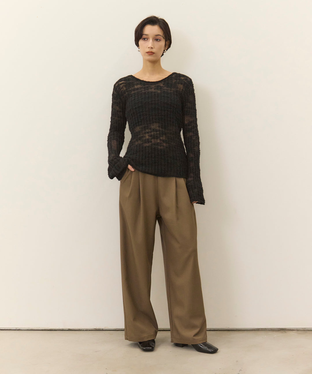 (eliuu)Twill Tuck Slacks PT