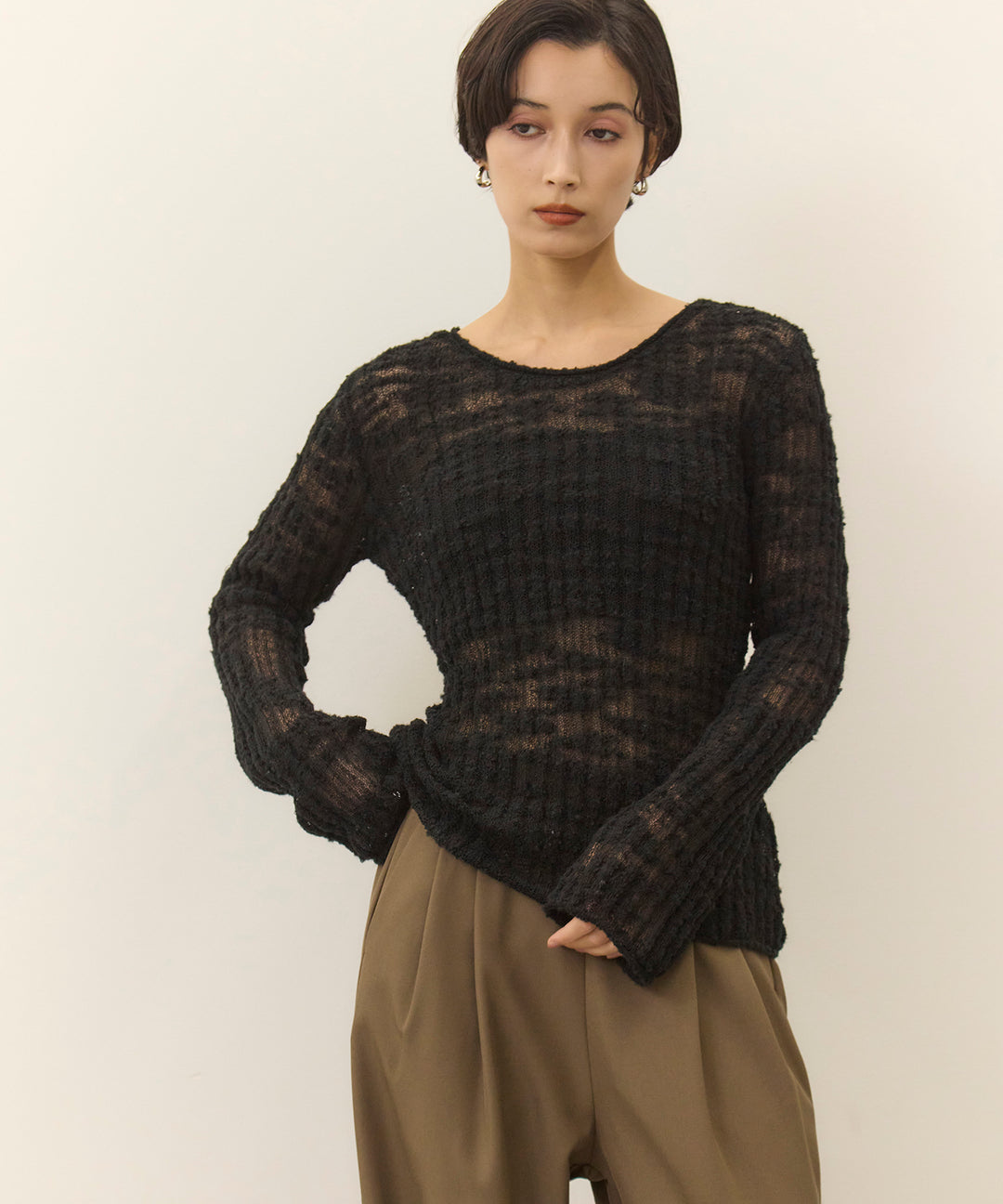 (eliuu)Slub Yarn Knit Top