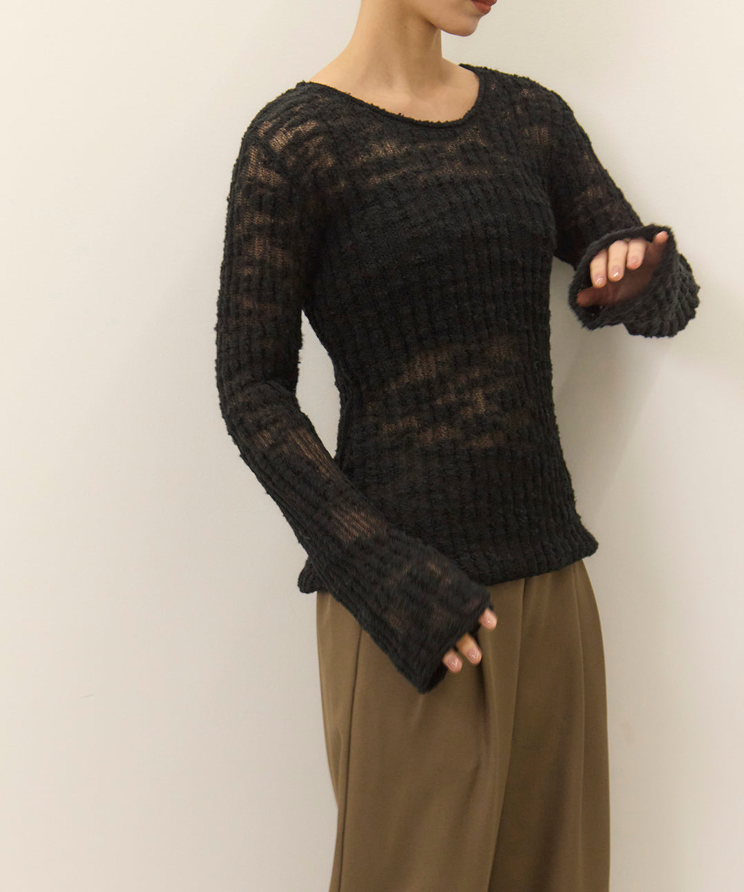 (eliuu)Slub Yarn Knit Top