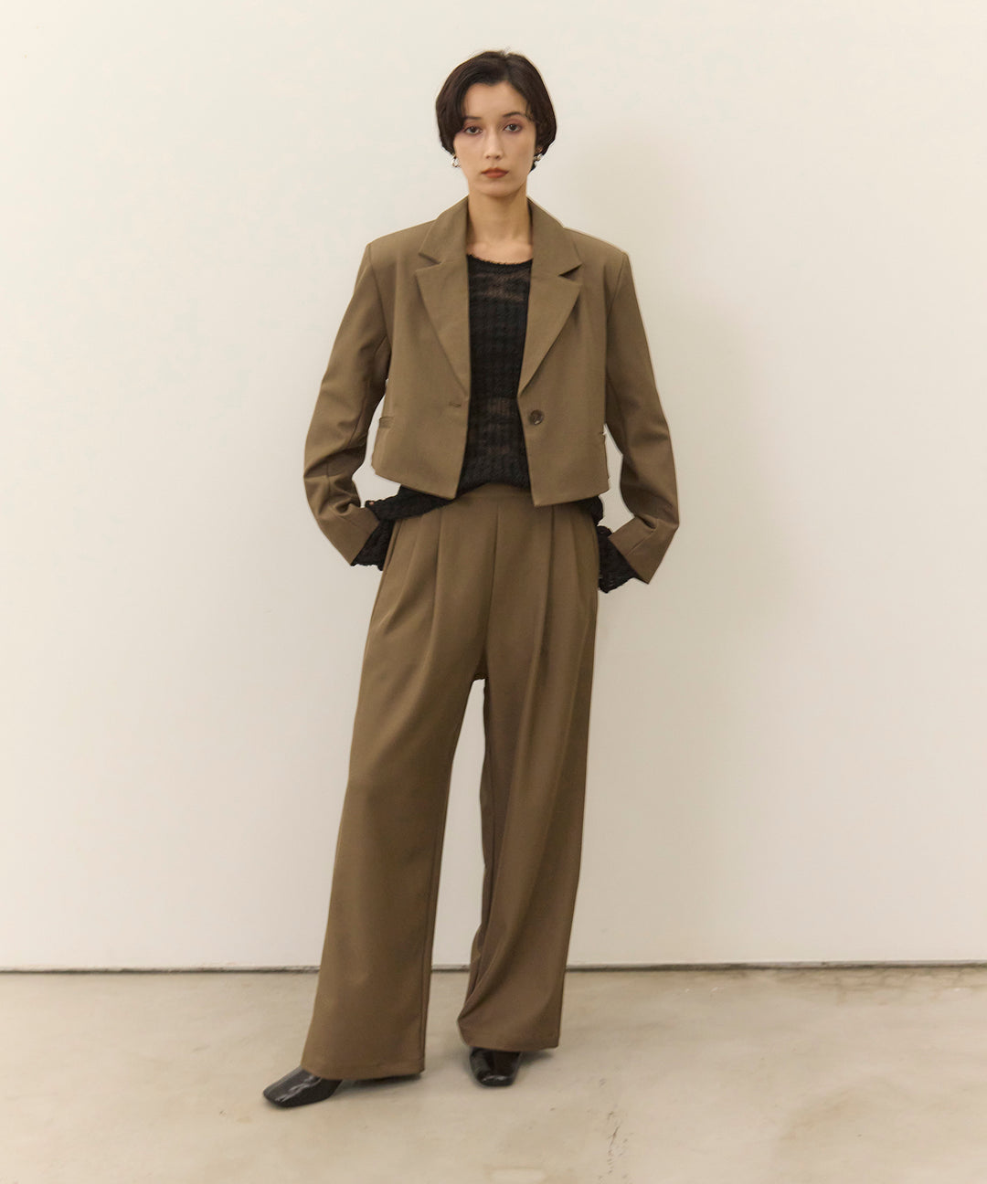 (eliuu)Twill Tuck Slacks PT