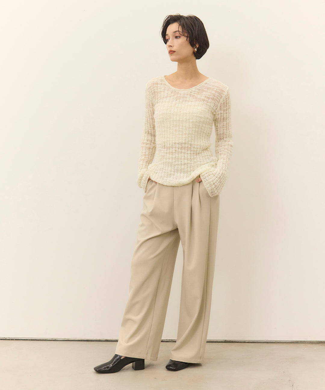 (eliuu)Slub Yarn Knit Top