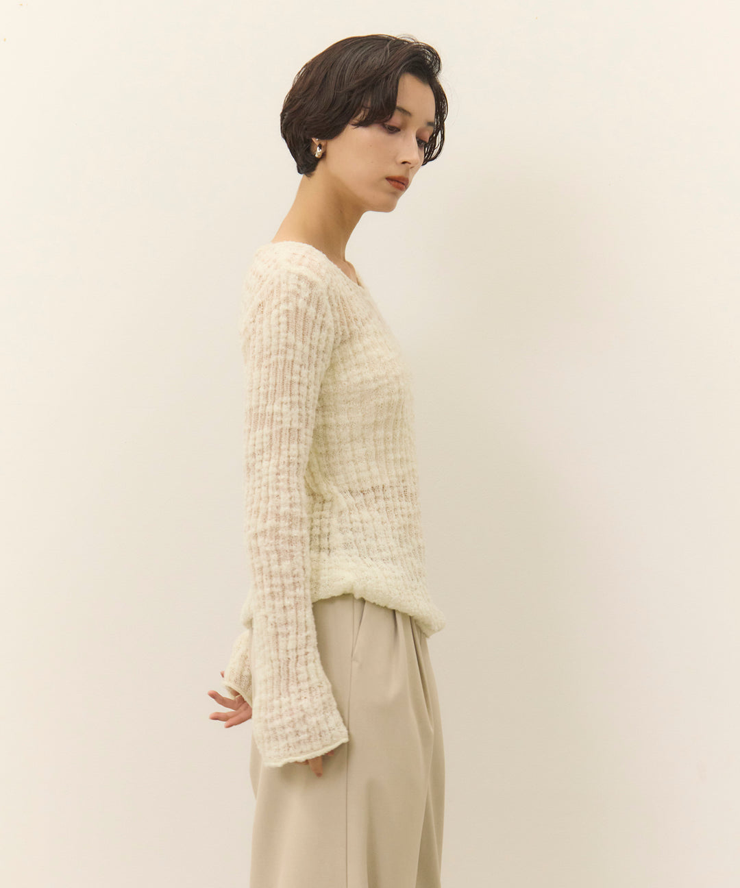 (eliuu)Slub Yarn Knit Top