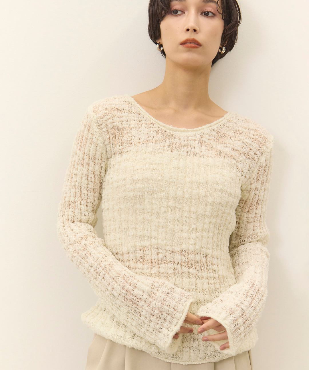 (eliuu)Slub Yarn Knit Top