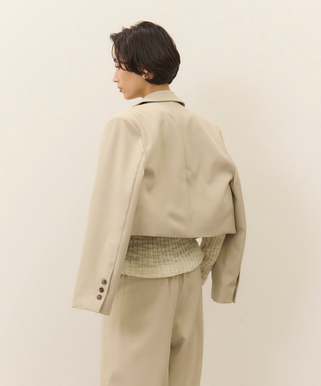 (eliuu)Twill Cropped Tailored JK